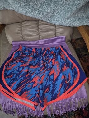 Nike Women’s NIKE Blue and Red Patterned Athletic Running Shorts